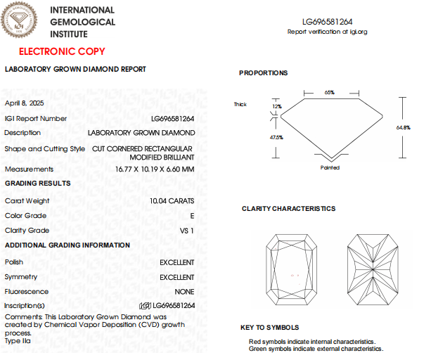 10 CT Radiant Cut Lab Created Diamond For Solitaire Engagement Ring