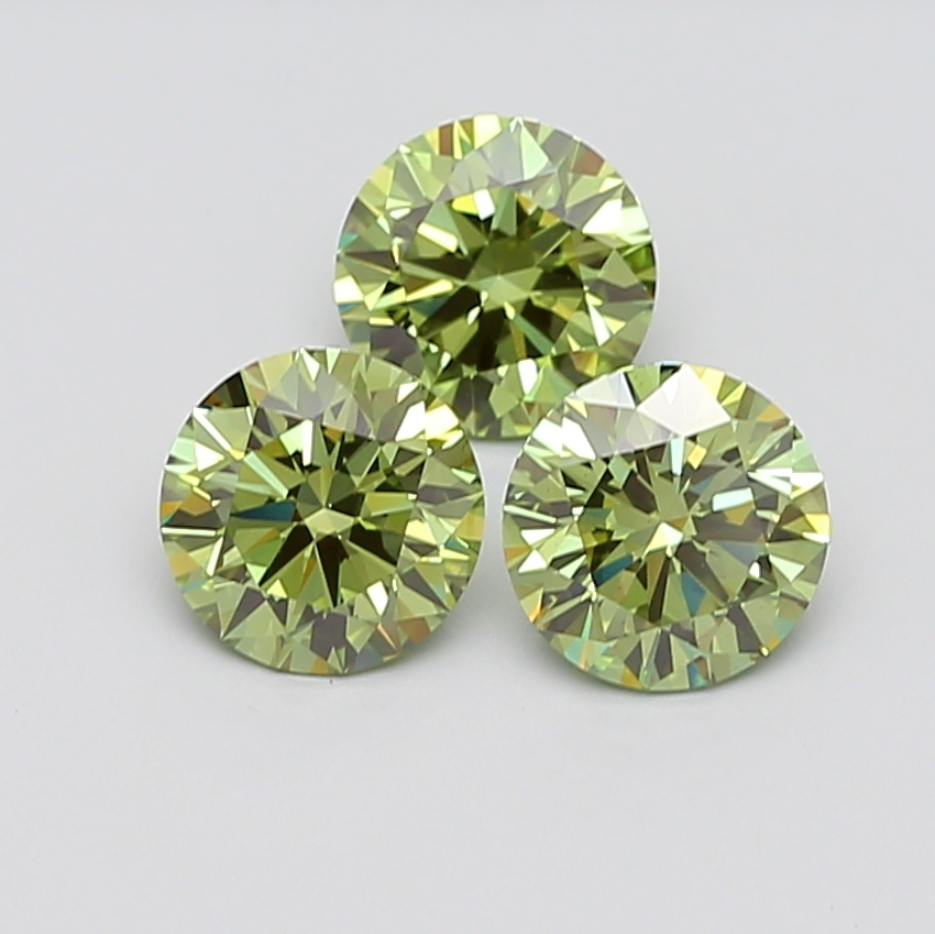 1 CT Green Round Cut Lab Grown Diamond Trio for Engagement Ring | Best for Necklace or Bracelet | Best Gift for Wife