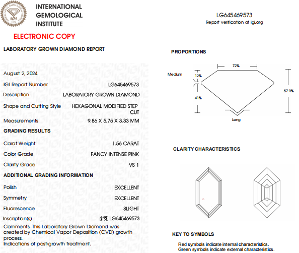 1.56 CT Hexagonal Cut Fancy Pink Diamond For Engagement Ring