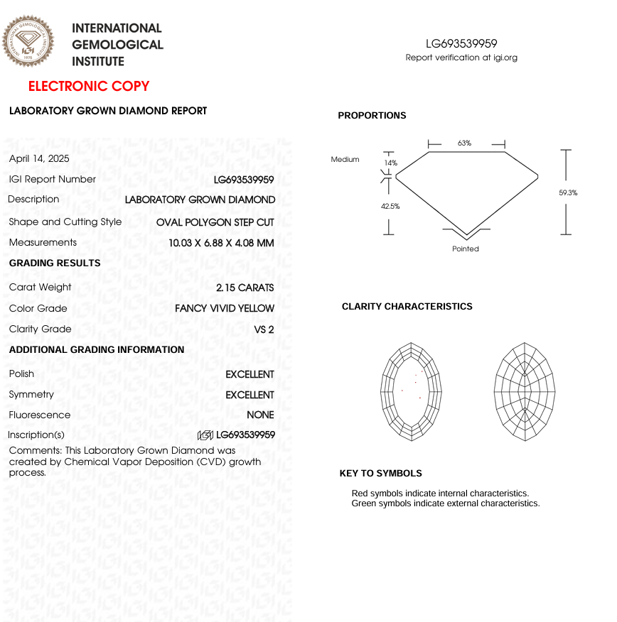 2.15 CT Yellow Oval Polygon Step Cut Lab Grown Diamond | IGI Certified | Diamond for Anniversary Gift or Jewelry