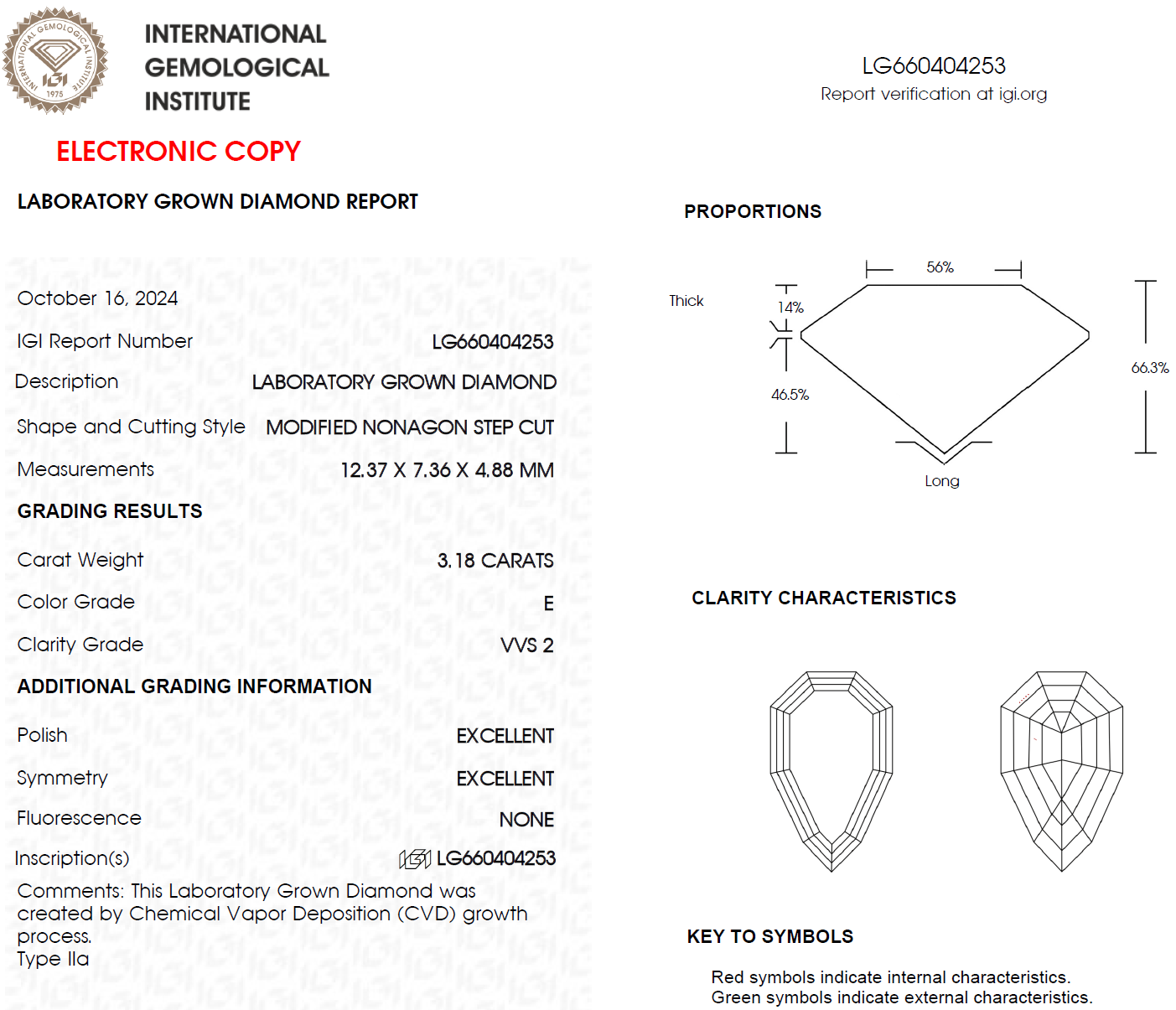 3.18 CT E VVS2 Unique Pear Lab Grown Diamond For Engagement Ring - IGI Certified