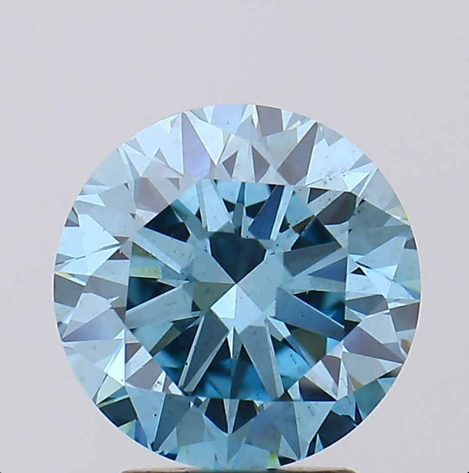 3 CT Blue Round 100% Lab Grown Diamond For Engagement Ring
