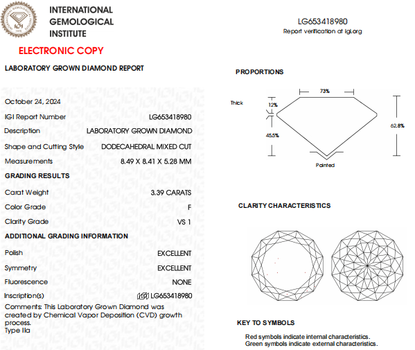 3.39 CT Octagonal Mixed Cut Lab Grown Diamond For Halo Engagement Ring