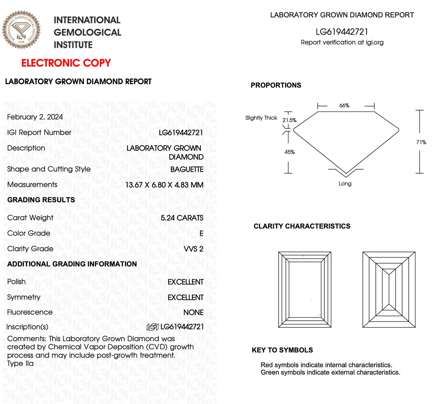 5 CT Baguette Cut Lab Grown Diamond For Engagement Ring