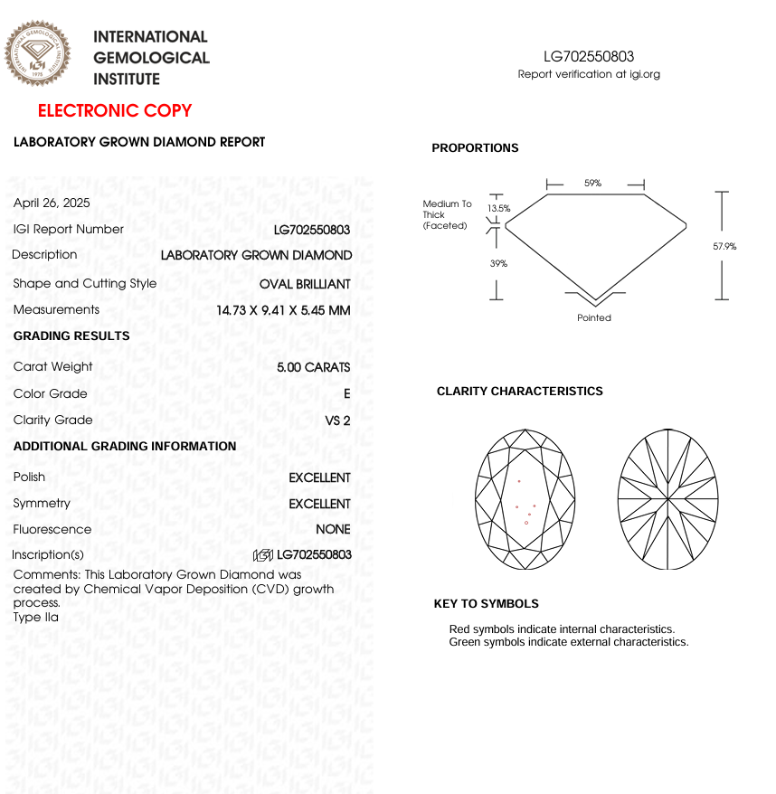 5 CT Oval Cut Lab Grown Diamond for Anniversary Gift | Best for Necklace or Bracelet | IGI Certified | Gift for Mother