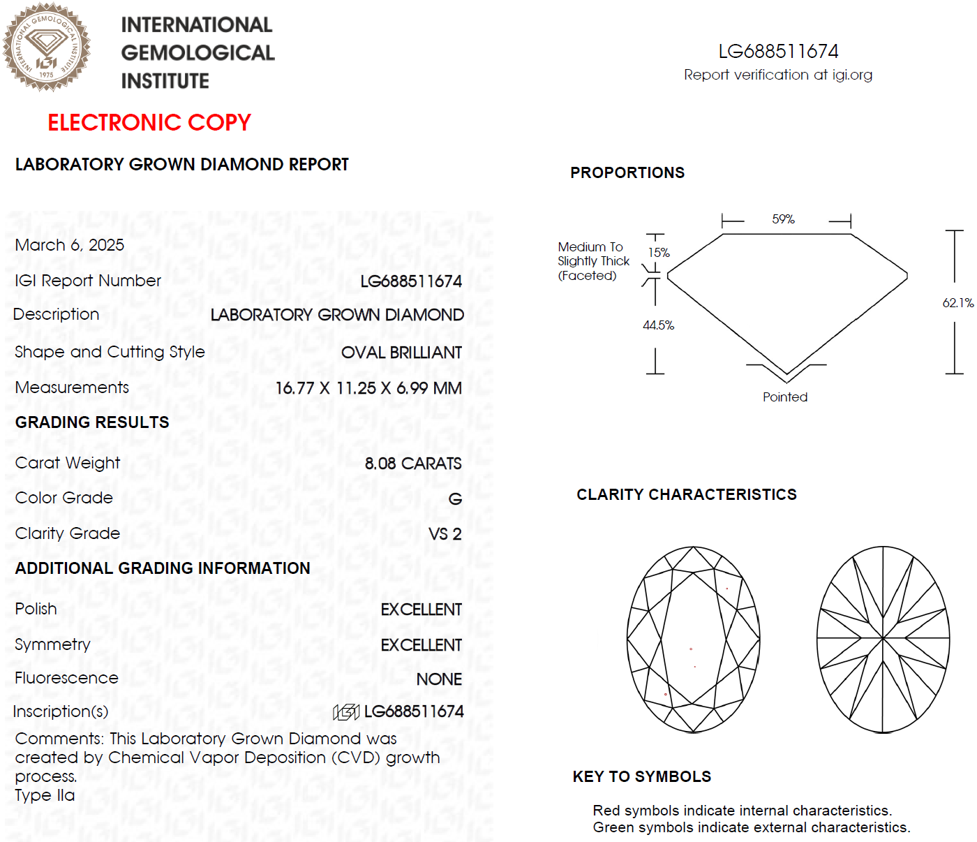 8 CT Oval Lab Grown Diamond For Engagement Ring _ IGI Certified G VS2