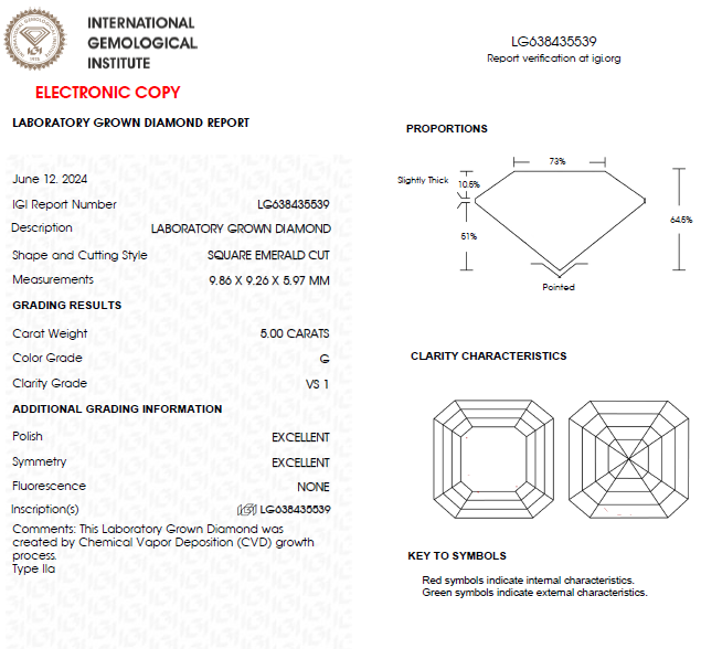 5 CT Asscher Cut Lab Grown Diamond For Engagement Ring