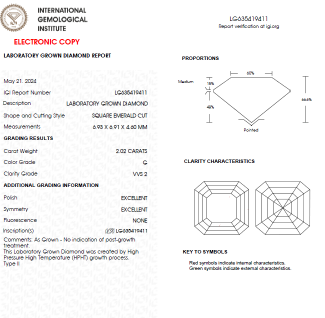 2 CT Asscher Cut Lab Grown Diamond For Engagement Ring