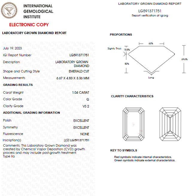 1 CT Emerald Cut Lab Grown Diamond For Solitaire Engagement Ring