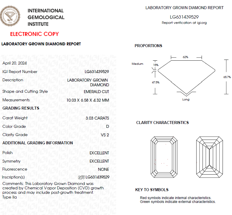 3 CT Emerald Cut Lab Grown Diamond For Engagement Ring