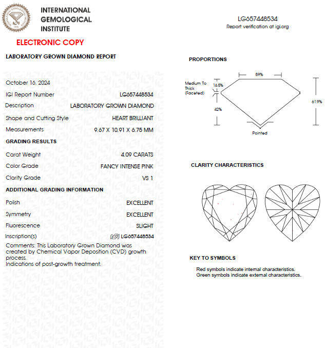 4 CT Heart Shape Intense Pink Lab Grown Diamond For Engagement Ring