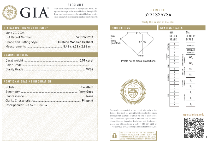 GIA Certified Cushion Cut Natural Diamond For Engagement Ring