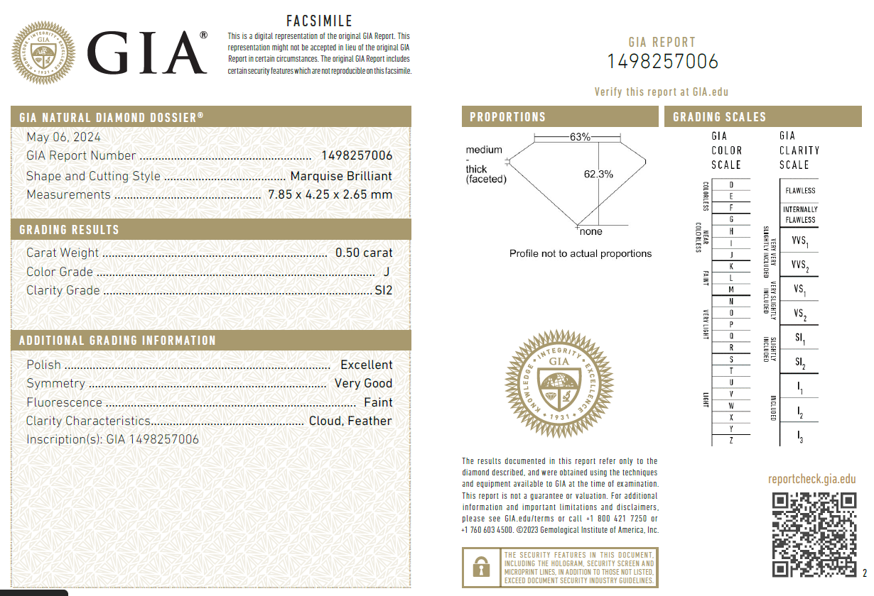 GIA Certified Marquise Natural Diamond For Engagement Ring