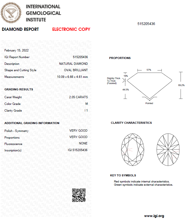 IGI 2 Carat Oval Natural Diamond For Engagement Ring