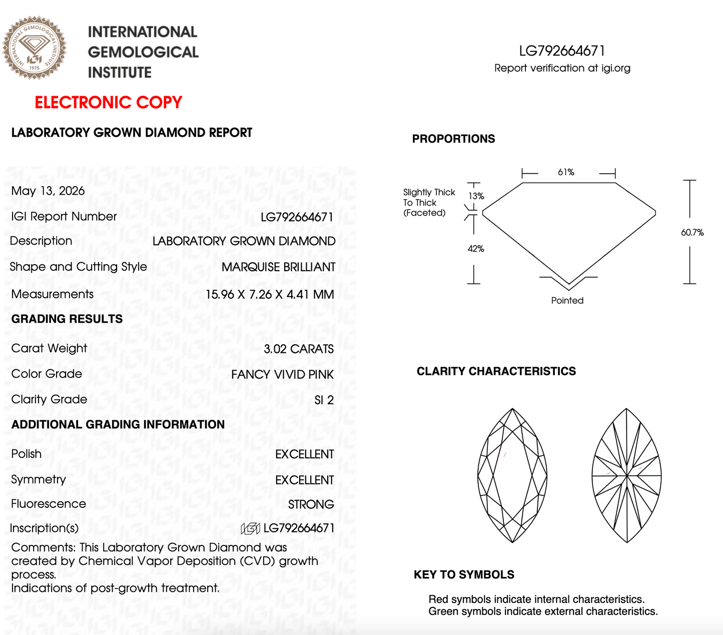 3 CT Pink Marquise Cut Lab Grown Diamond For Engagement Ring