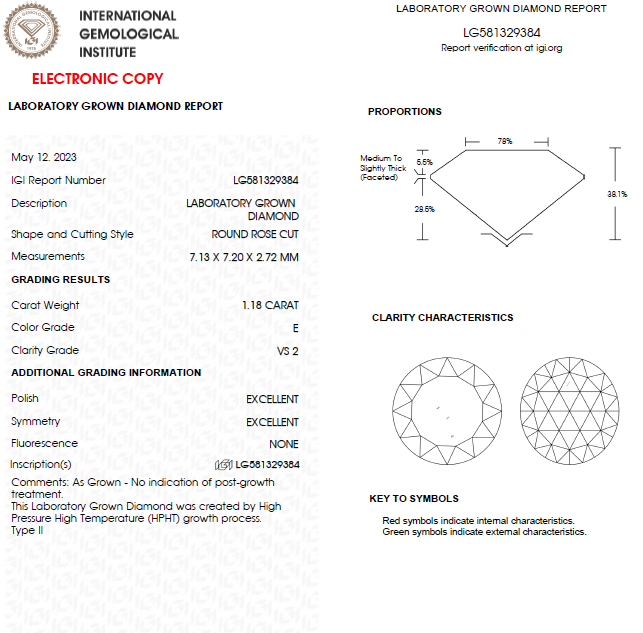 1 CT Round Rose Cut Lab Grown Diamond For Engagement Ring