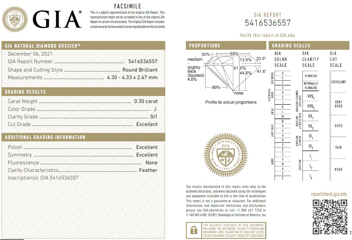 GIA Certified Round Natural Diamond For Engagement Ring