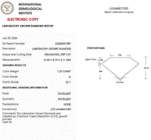 1 CT Shield Lab Grown Diamond For Engagement Ring