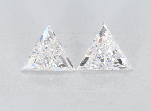 Pair Triangle Cut Lab Grown Diamond For Earrings And Side Stone