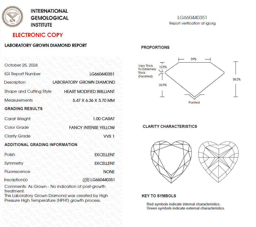 1 CT Unique Yellow Heart Cut Lab Grown Diamond For Engagement Ring