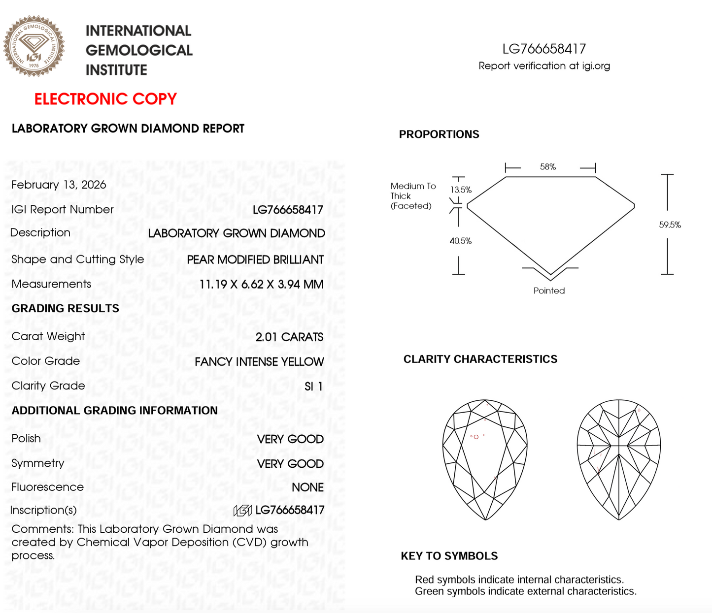 2 CT Yellow Pear Lab Grown Diamond For Engagement Ring