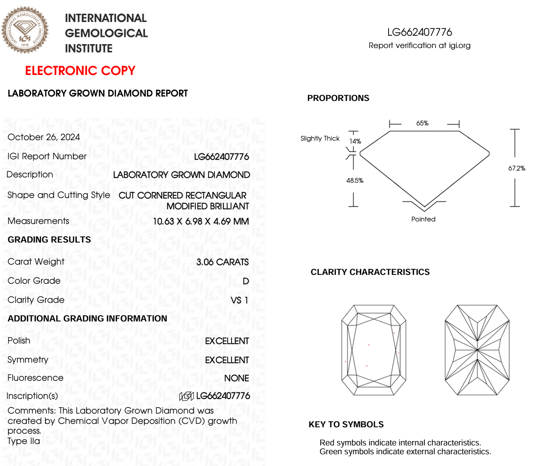 3 CT Radiant Cut Lab Grown Diamond For Engagement Ring