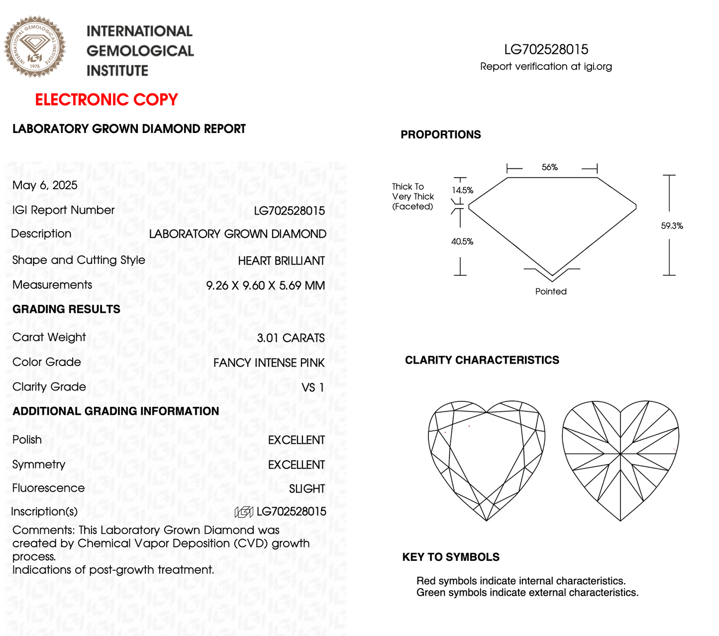 3 CT Intense Pink Heart Lab Grown Diamond For Engagement Ring