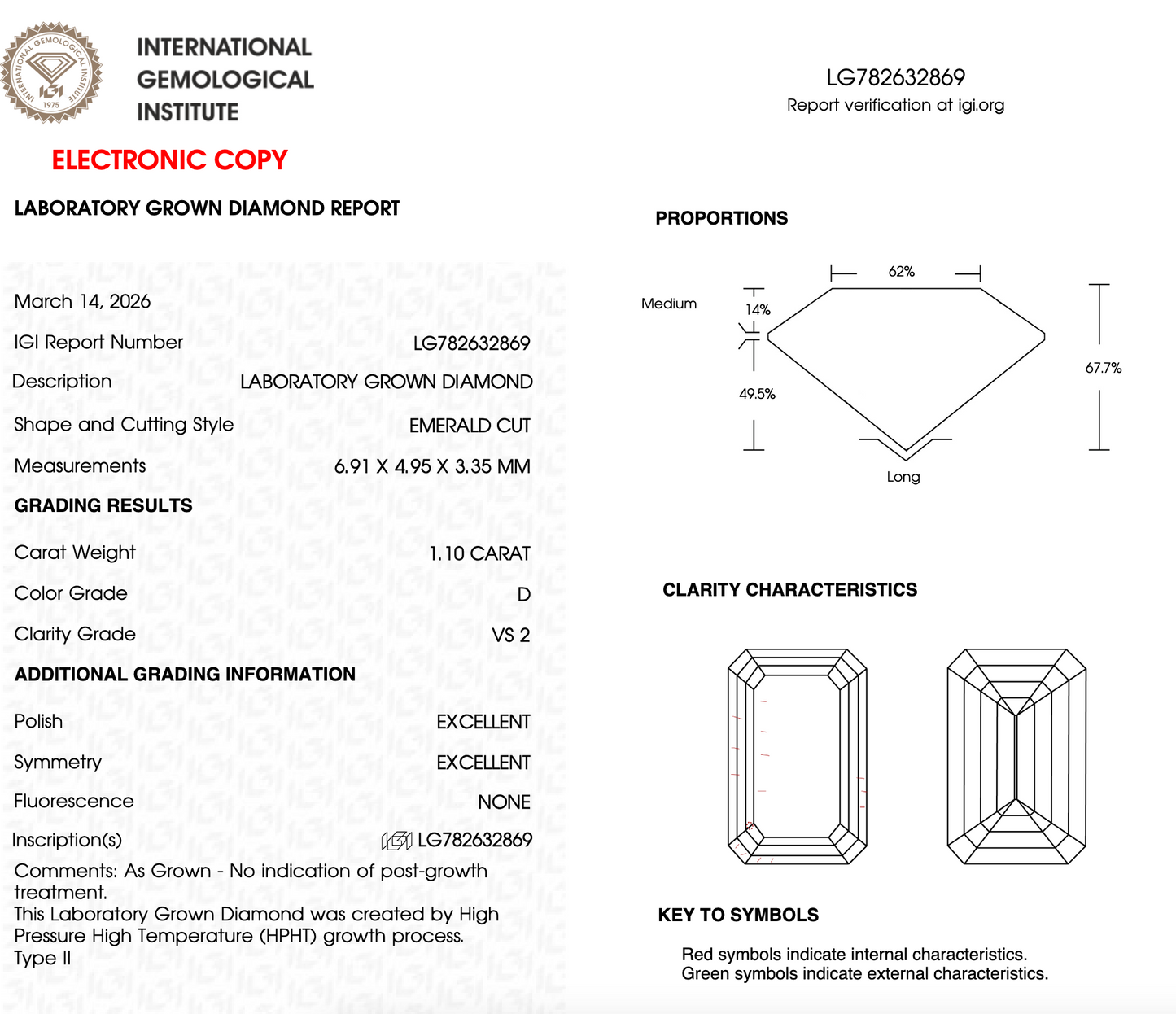 1 CT Emerald Cut Lab Grown Diamond For Engagement Ring