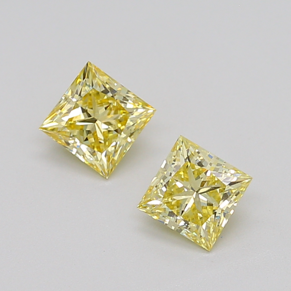 0.66 CT Yellow Princess Cut Lab Grown Diamond Pair for Engagement Ring | Best for Anniversary Gift or Wedding Gift | Diamond Pair for Bracelet or Anklet