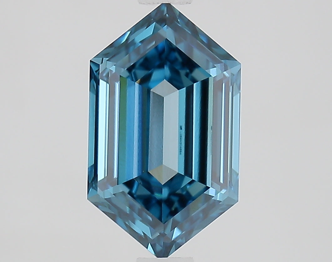 1.57 CT-VVS2 Vivid Blue Elongated Hexagonal Cut Lab Grown(CVD) Diamond For Anniversary Ring