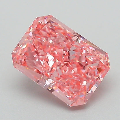 1.88 CT Pink Radiant Cut Lab Grown Diamond For Engagement Ring - VVS2 IGI Certified