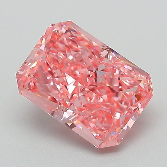 1.88 CT Pink Radiant Cut Lab Grown Diamond For Engagement Ring - VVS2 IGI Certified