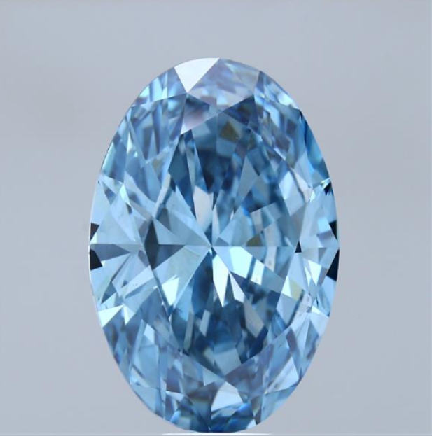 10 CT Blue Oval Lab Grown Diamond For Engagement Ring - IGI Certified