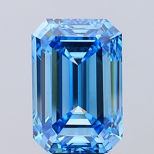 10 CT Vivid Blue Emerald Cut Lab Grown Diamond For Engagement Ring