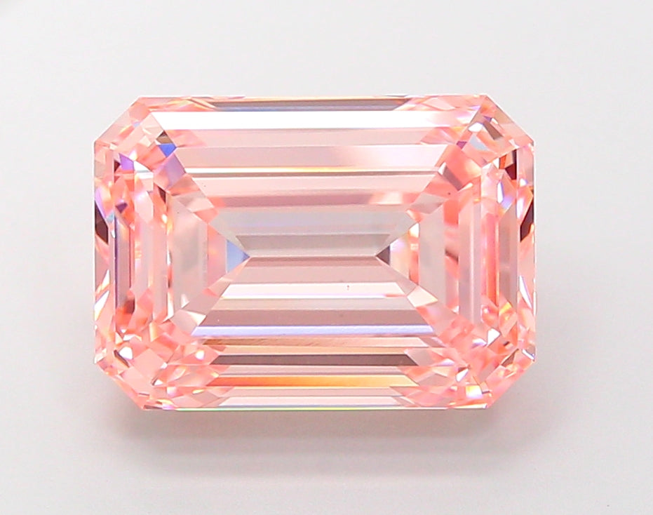 10 CT Pink Emerald Cut Lab Grown Diamond For Engagement Ring - IGI Certified