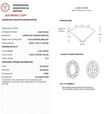 10 CT Unique Yellow Oval Lab Grown Diamond | IGI Certified | Best for Engagement Ring or Anniversary Gift | Gift for Wife