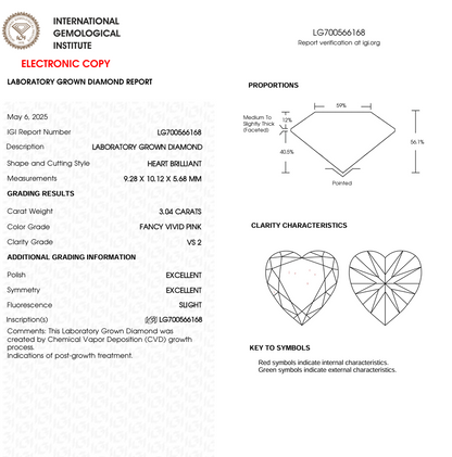 3 CT Pink Heart Cut Lab Grown Diamond for Jewelry | Diamond for Engagement Ring | IGI Certified | Gift for Wife