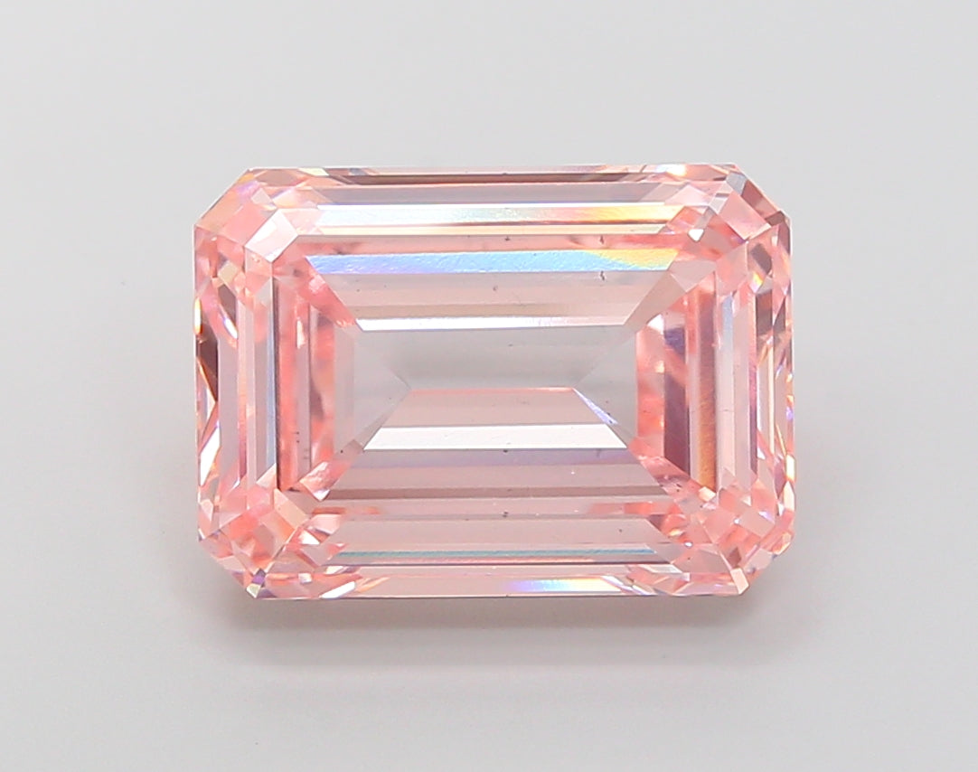 13 CT Pink Emerald Cut Lab Grown Diamond For Engagement Ring - IGI Certified