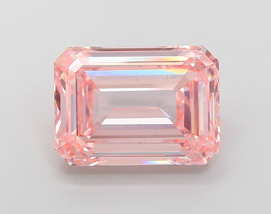 13 CT Pink Emerald Cut Lab Grown Diamond For Engagement Ring - IGI Certified