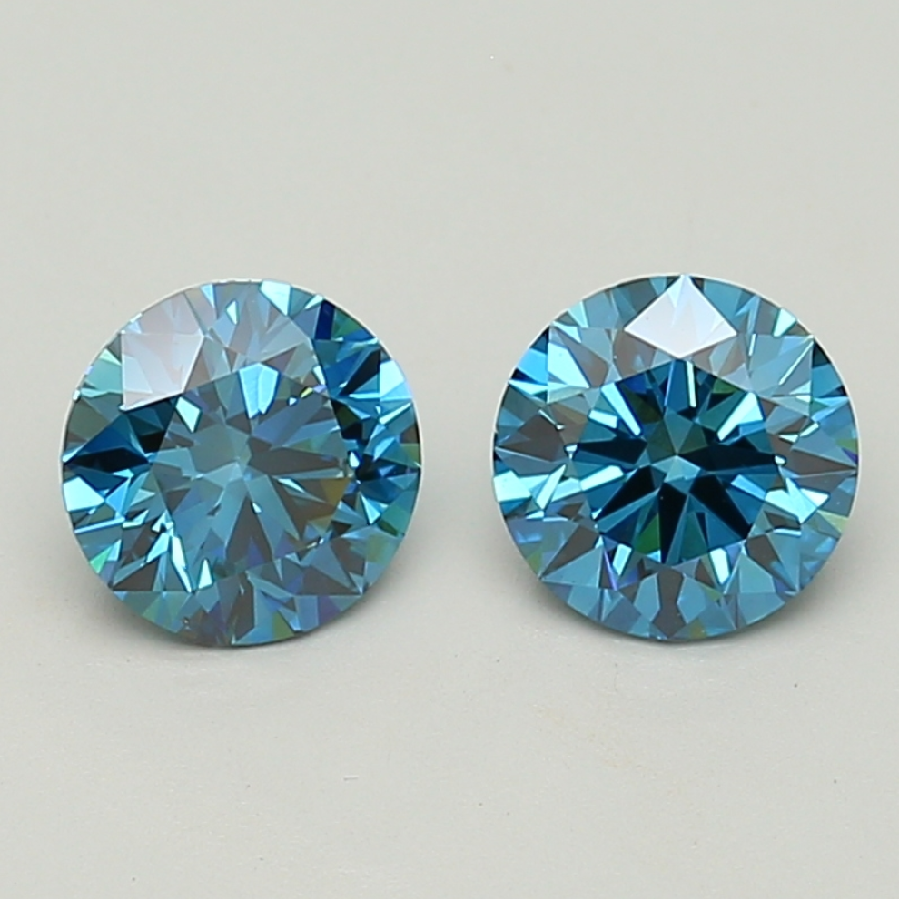 1.11 CT Blue Round Cut Lab Grown Diamond Pair for Engagement Ring | Best for Anniversary Gift or Wedding Gift | Diamonds for Necklace or Earrings