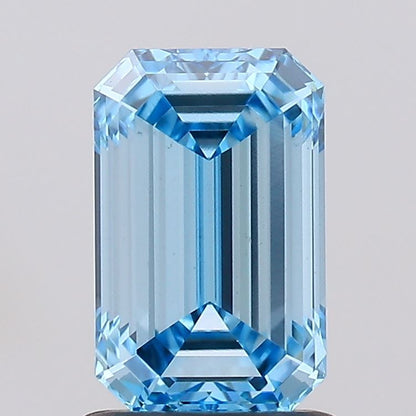 1.30 CT Blue Emerald Cut Lab Grown Certified Diamond For Engagement Ring