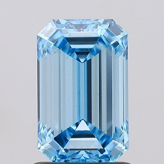 1.30 CT Blue Emerald Cut Lab Grown Certified Diamond For Engagement Ring