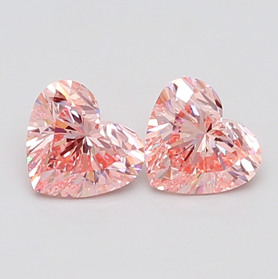 1 CT Pink Heart Shape Lab Grown Diamond Pair for Earrings | Best for Necklace or Bracelet | Wedding Gift for Wife