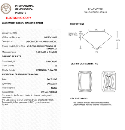 1 CT Radiant Criss Cut Lab Grown Diamond for Engagement Ring | IGI Certified | Best for Anniversary Gift or Bracelet | Gift for Husband