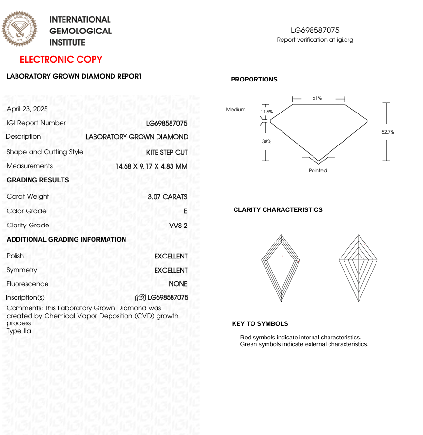 3 CT Kite Step Cut Lab Grown Diamond for Anniversary Gift | IGI Certified | Best Diamond for Jewelry | Gift for Wife