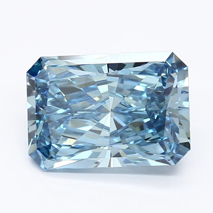 2 CT Blue Radiant Cut Lab Grown Diamond For Engagement Ring - IGI Certified
