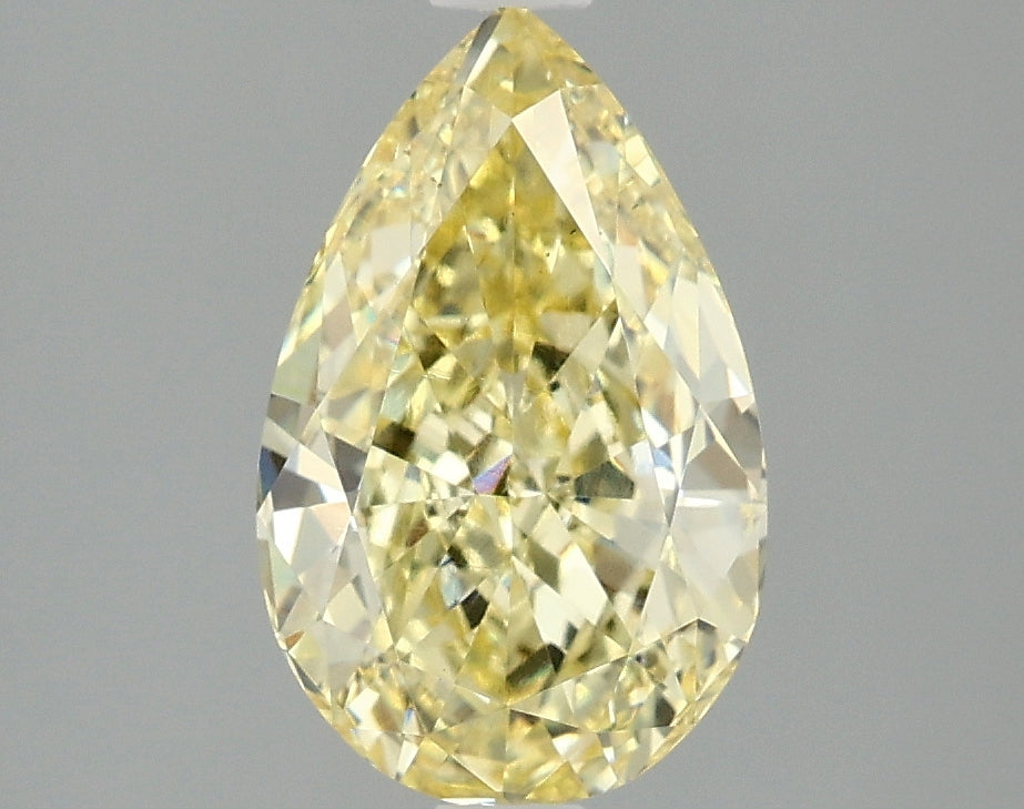 2 CT Yellow Pear Lab Grown Diamond For Engagement Ring - IGI Certified