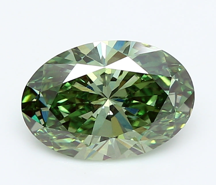 2 CT Green Oval Lab Grown Diamond For Engagement Ring - IGI Certified