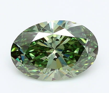 2 CT Green Oval Lab Grown Diamond For Engagement Ring - IGI Certified