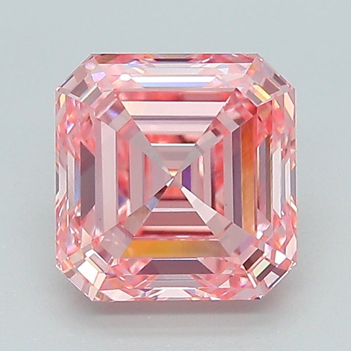2.05 CT Pink Asscher Cut Lab Grown Diamond For Engagement Ring - IGI Certified